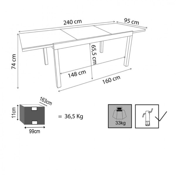 TAVOLO CAYMAN 160/240 X 95 - immagine 16