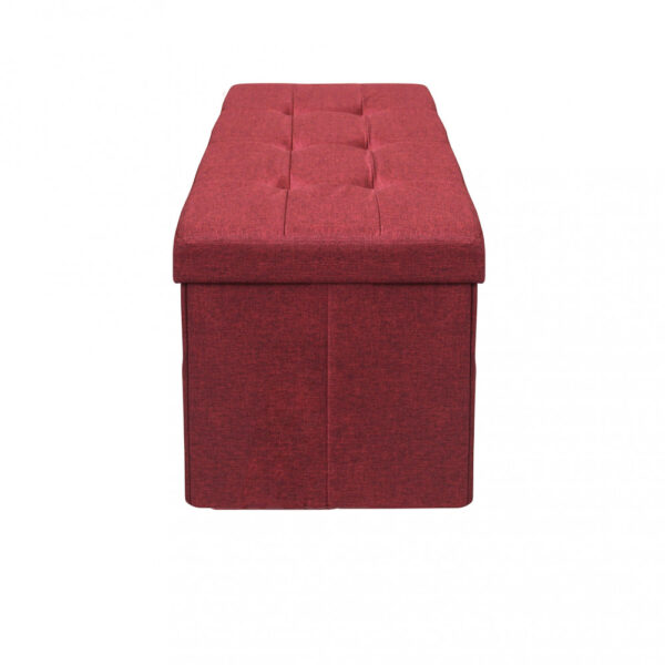 POUF CONTENITORE RETTANGOLARE IN STOFFA BORDEAUX - immagine 3