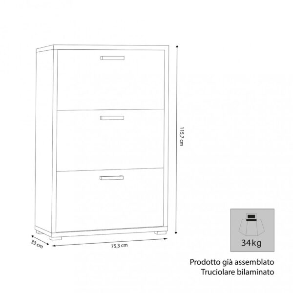 SCARPIERA 3 ANTE A RIBALTA OLMO - immagine 2