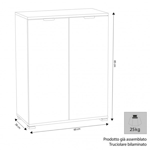 ARMADIETTO 2 ANTE ROVERE GRIGIO - immagine 2