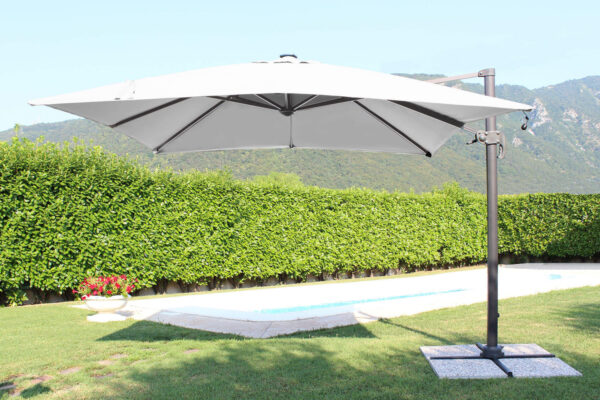 OMBRELLONE CON LED 3 X 4 PITAGORA ANTRACITE TELO GRIGIO