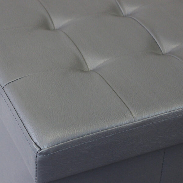 POUF CONTENITORE RETTANGOLARE IN ECOPELLE GRIGIO - immagine 4