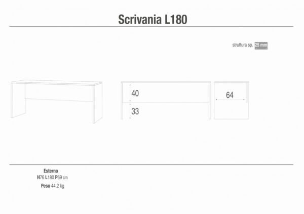 ADB630NSK SCRIVANIA L180 KIT NOCE STELVIO E NOCE STELVIO