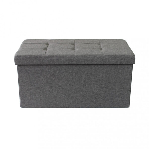 POUF CONTENITORE RETTANGOLARE IN STOFFA GRIGIO SCURO - immagine 2