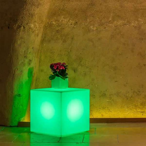 CUBO 40 X 40 X 40 LUMINOSO INDUS CON LED MULTICOLOR E BATTERIA SOLARE - immagine 3