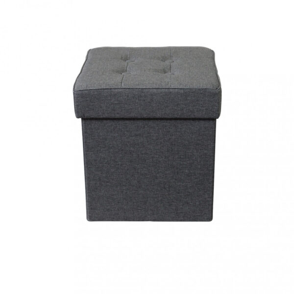 POUF CONTENITORE QUADRATO IN STOFFA GRIGIO SCURO - immagine 4