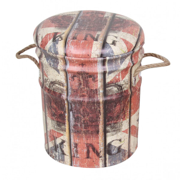 SET DI 2 POUF CONTENITORE TONDO PANNA E ROSSO - immagine 2