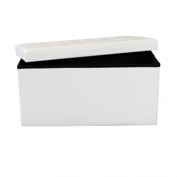POUF CONTENITORE RETTANGOLARE IN ECOPELLE  BIANCO - immagine 3