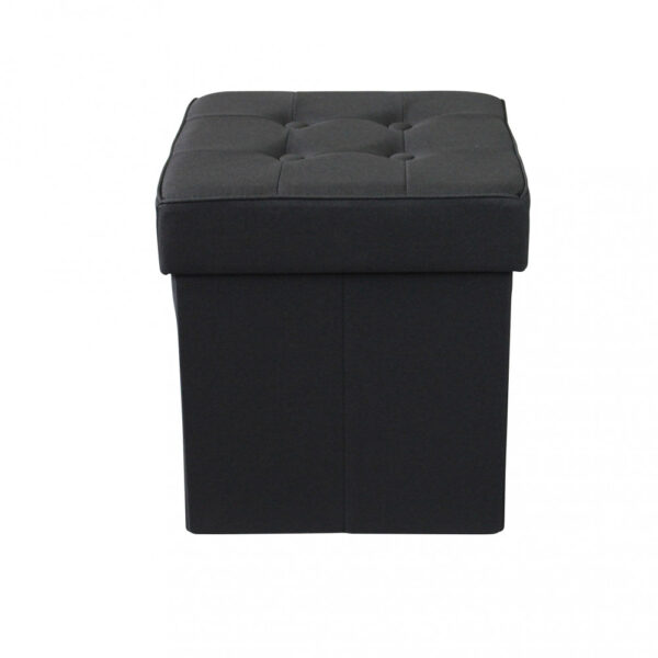 POUF CONTENITORE QUADRATO IN STOFFA NERO - immagine 3