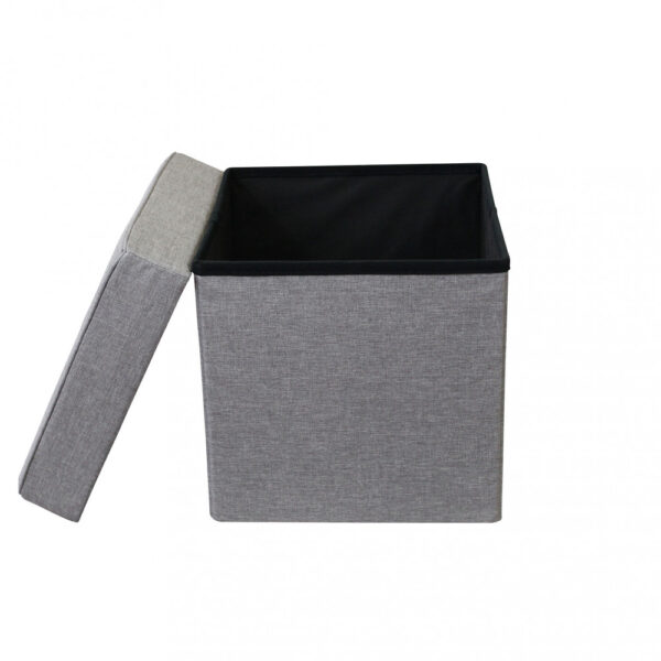 POUF CONTENITORE QUADRATO IN STOFFA GRIGIO - immagine 4