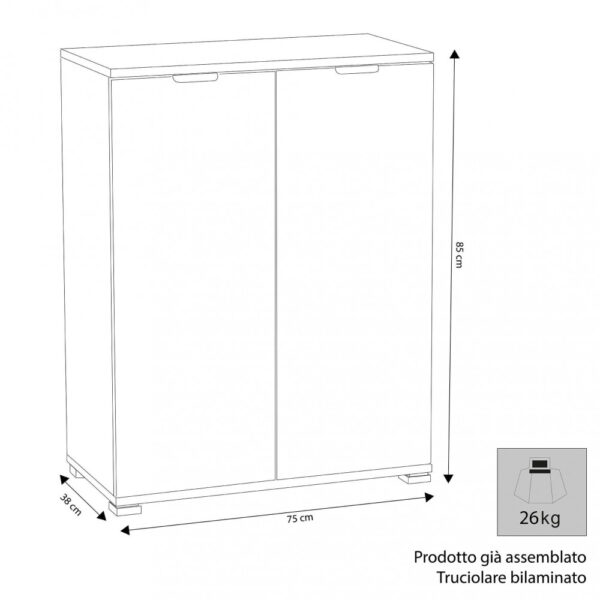 MOBILETTO 2 ANTE ROVERE GRIGIO - immagine 2