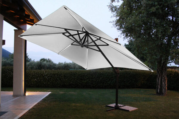 OMBRELLONE CON LED 3 X 3 PITAGORA ANTRACITE TELO GRIGIO - immagine 2