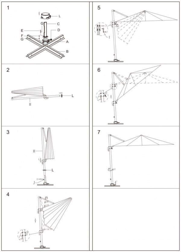 OMBRELLONE SATURNO BIANCO P/L 3 X 4 TELO BIANCO - immagine 8