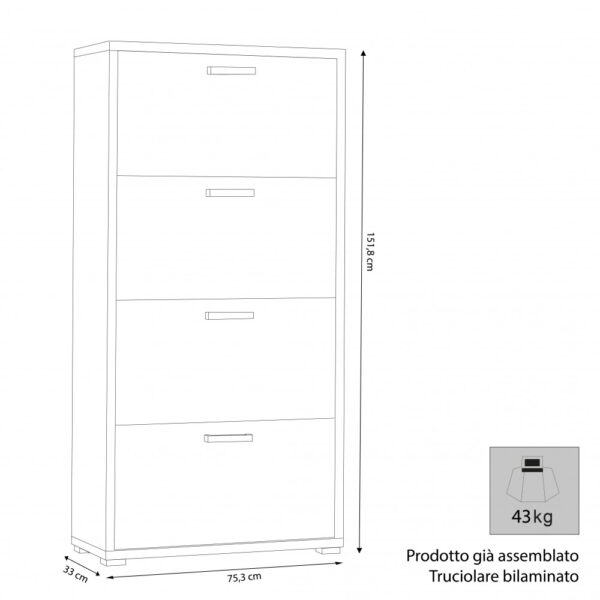 SCARPIERA 4 ANTE A RIBALTA OLMO - immagine 2