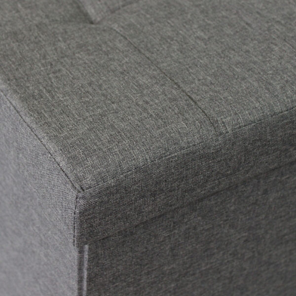 POUF CONTENITORE RETTANGOLARE IN STOFFA GRIGIO SCURO - immagine 3
