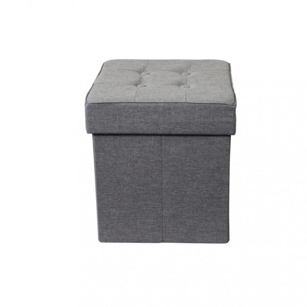 POUF CONTENITORE QUADRATO IN STOFFA GRIGIO - immagine 3