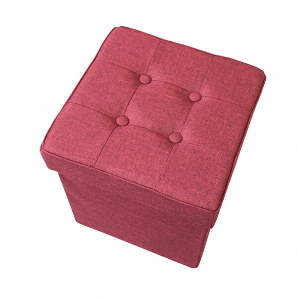 POUF CONTENITORE QUADRATO IN STOFFA BORDEAUX - immagine 3