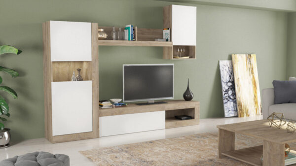 PARETE SOGGIORNO ROOMY BIANCO E ROVERE CHIARO - immagine 2