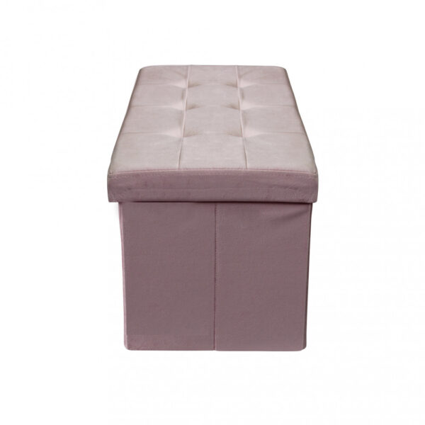 POUF CONTENITORE RETTANGOLARE IN VELLUTO ROSA - immagine 3