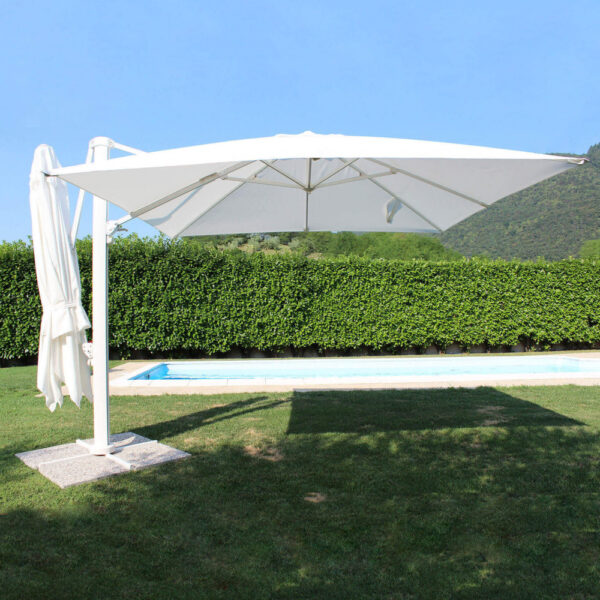 OMBRELLONE DOPPIO 3 X 3 ARCHIMEDE BIANCO TELO BIANCO - immagine 2