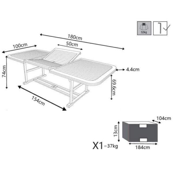 TAVOLO RETTANGOLARE 180/240X100 DOUBLE - immagine 7