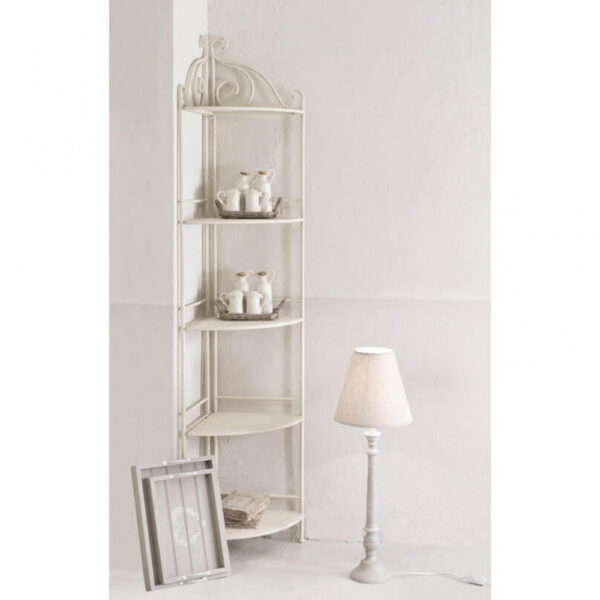 SCAFFALE ARIANNE 5 PIANI AD ANGOLI BIANCO ANTICO - immagine 2