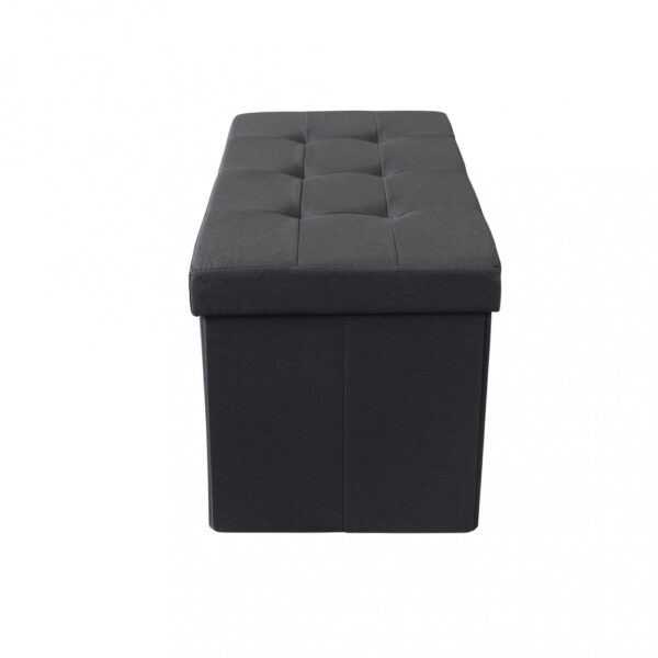POUF CONTENITORE RETTANGOLARE IN STOFFA NERO - immagine 3