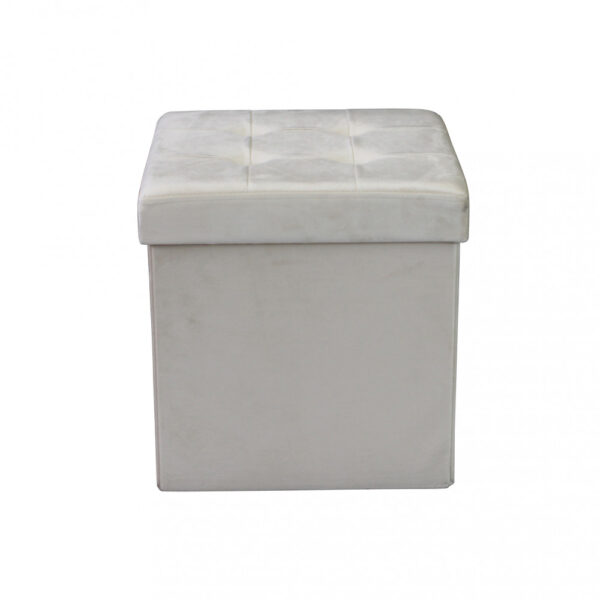 POUF CONTENITORE QUADRATO IN VELLUTO BEIGE - immagine 3