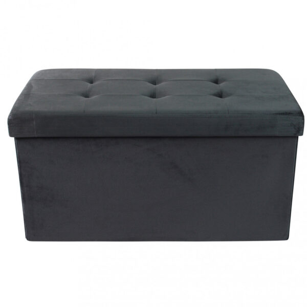 POUF CONTENITORE RETTANGOLARE IN VELLUTO NERO - immagine 2