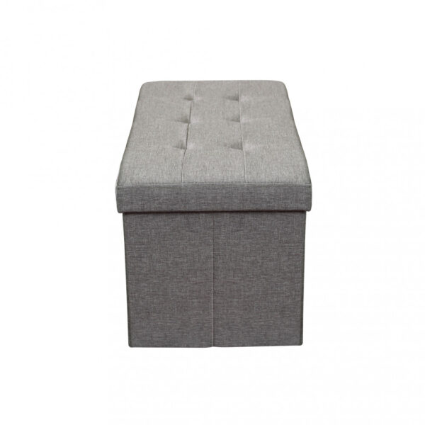 POUF CONTENITORE RETTANGOLARE IN STOFFA GRIGIO - immagine 3