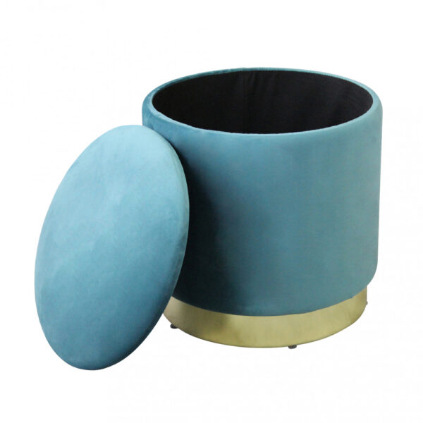 POUF CONTENITORE ROTONDO IN VELLUTO VERDE - immagine 2