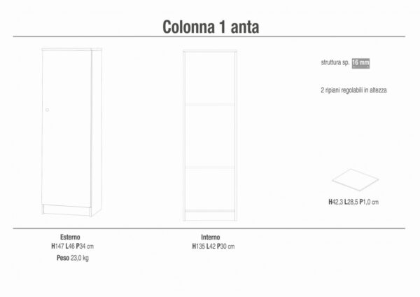 A30200EUK COLONNA 1 ANTA KIT EUCALIPTO