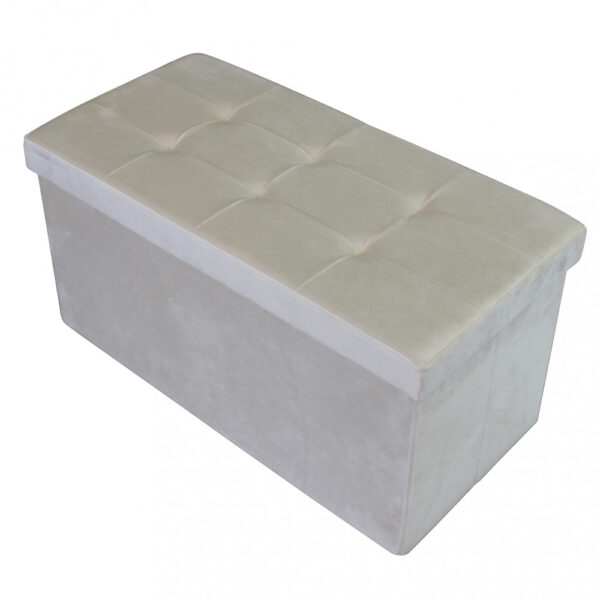 POUF CONTENITORE RETTANGOLARE IN VELLUTO BEIG - immagine 4