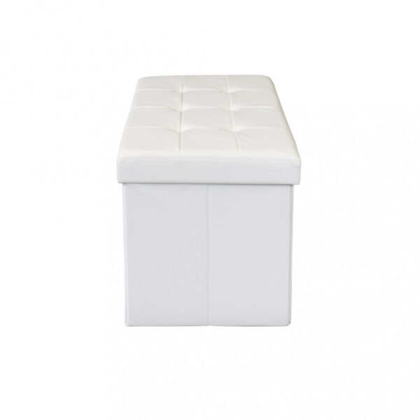 POUF CONTENITORE RETTANGOLARE IN ECOPELLE  BIANCO - immagine 4