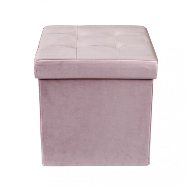POUF CONTENITORE QUADRATO IN VELLUTO ROSA - immagine 3