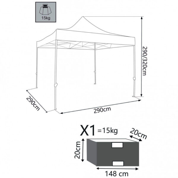 GAZEBO PIEGHEVOLE PARTY 3 X 3 - immagine 3