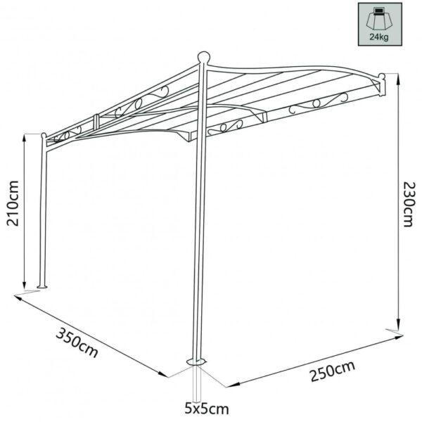 GAZEBO PERGOLA ADDOSSATO 3,5 x 2,5 - immagine 2