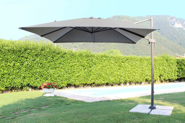 OMBRELLONE NEWTON NERO P/L 3 X 3 TELO GRIGIO