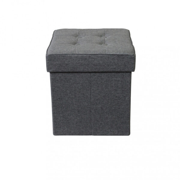 POUF CONTENITORE QUADRATO IN STOFFA GRIGIO SCURO - immagine 3