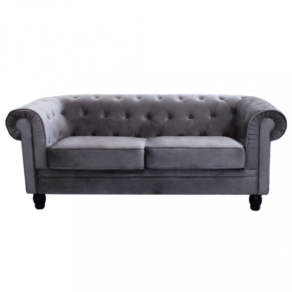 DIVANO 3  POSTI CHESTERFIELD IN VELLUTO TAUPE