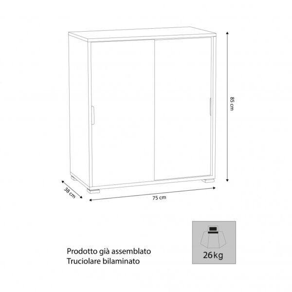 MOBILETTO 2 ANTE SCORREVOLI TINTA NOCE - immagine 3