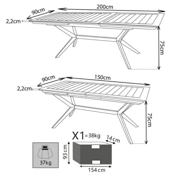 TAVOLO BALI 150/200 X 90 - immagine 6