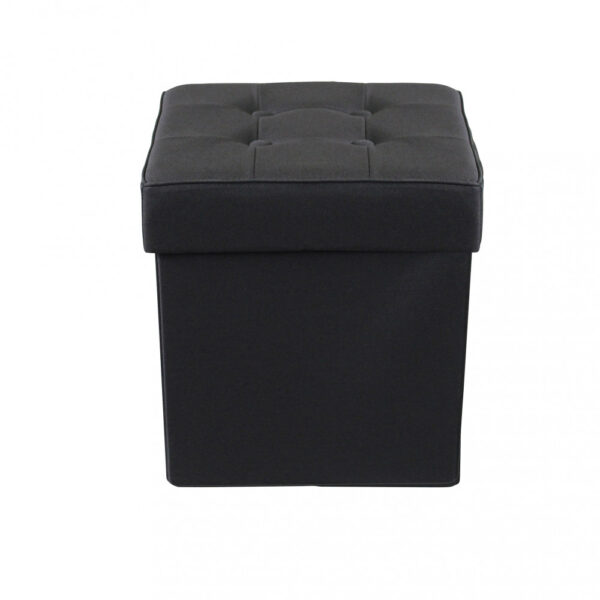 POUF CONTENITORE QUADRATO IN STOFFA NERO - immagine 2
