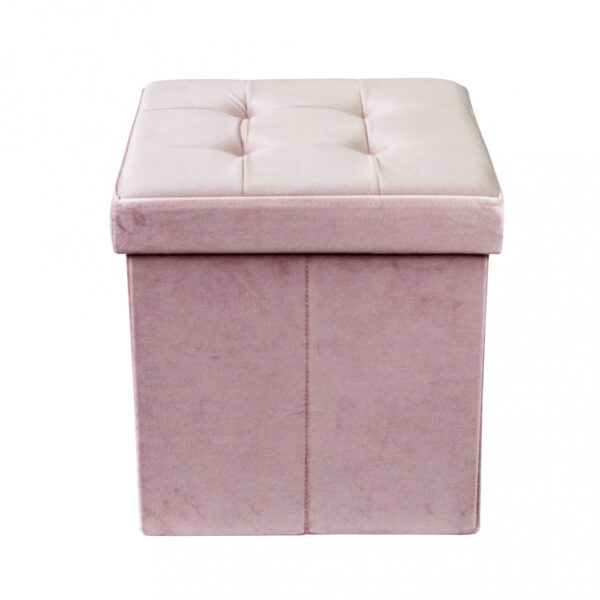 POUF CONTENITORE QUADRATO IN VELLUTO ROSA - immagine 2