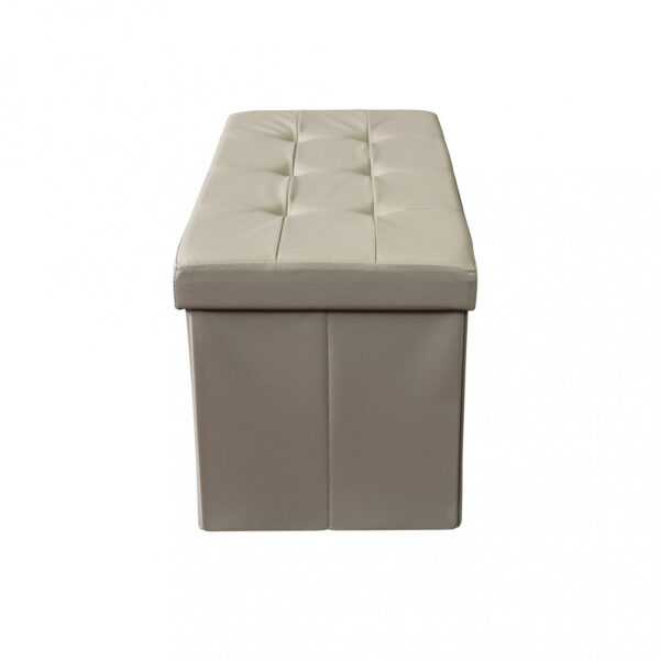 POUF CONTENITORE RETTANGOLARE IN ECOPELLE NATURALE - immagine 3