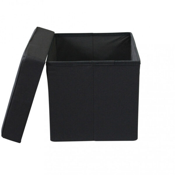 POUF CONTENITORE QUADRATO IN STOFFA NERO - immagine 4
