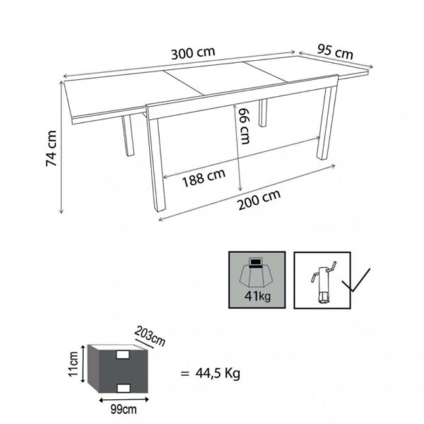 TAVOLO CAYMAN 200/300 X 95 - immagine 8