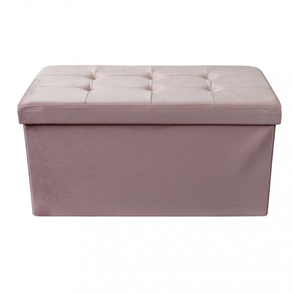 POUF CONTENITORE RETTANGOLARE IN VELLUTO ROSA - immagine 2