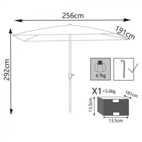 OMBRELLONE POLY ECO 2 X 3 BIANCO - immagine 2