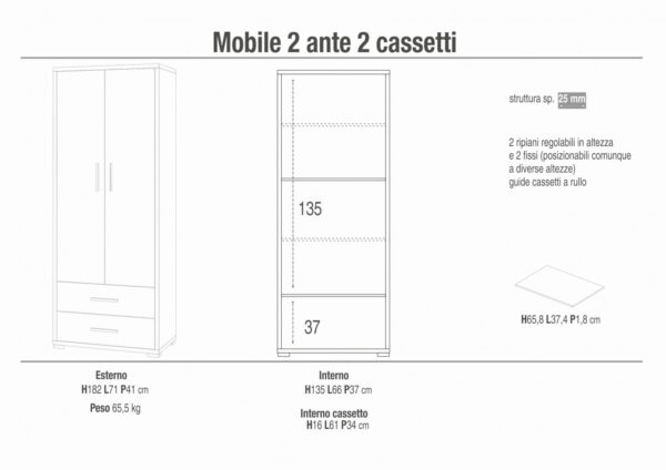 ADB359NSOSK MOBILE 2ANTE 2CAS H182 L71 KIT NOCE STELVIO E OSSIDO BIANCO